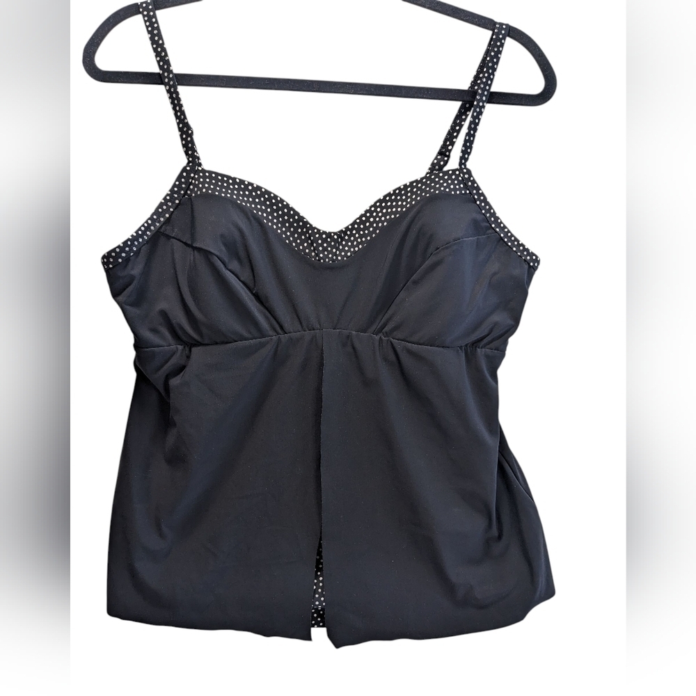 Christina Black And White Polka Dots Reveal Minimalist Tankini Swimwear Size 12